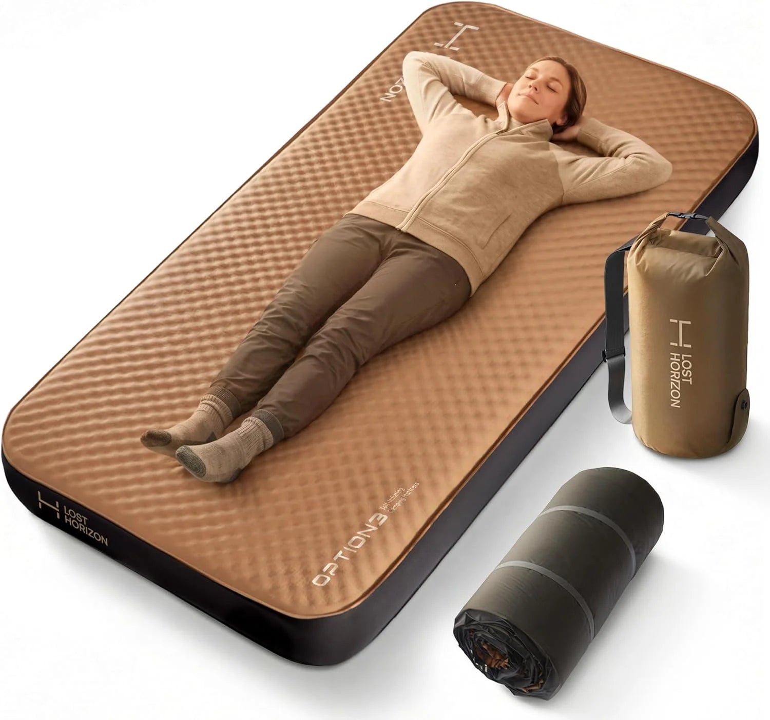Lumi Discount Lost Horizon Air & Foam Camping Mattress, Self-Inflating Sleeping Pad, 4.5 Thick, with Pump Sack, R13 Insulation - Image 4