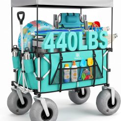 Alternative view of Lumi Discount Beach Wagon with Big Balloon Wheels for Sand, 200L Extra Large Beach Cart with Canopy