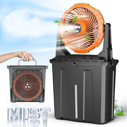 Discount 9L Bucket Portable Misting Fan for Outdoors Patios, 30000mAh Rechargeable Battery Operated Camping Fan - Image 2