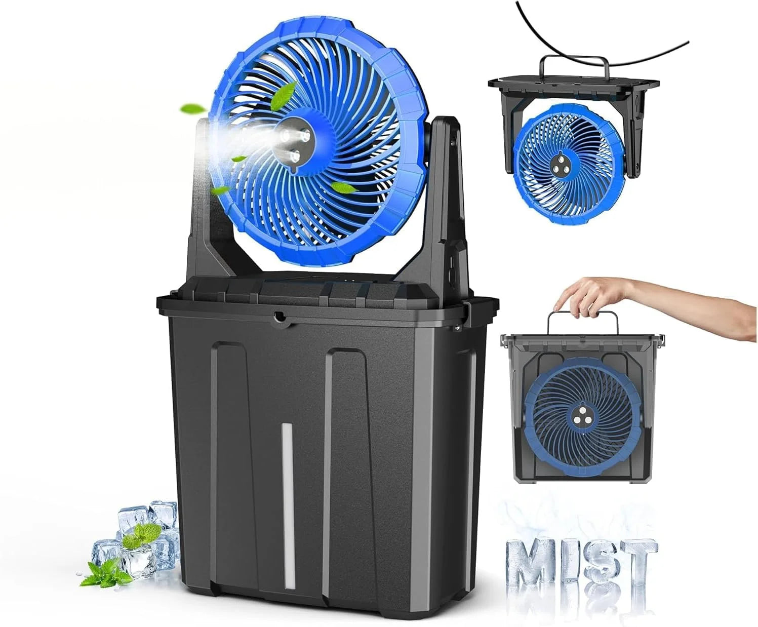 Discount 9L Bucket Portable Misting Fan for Outdoors Patios, 30000mAh Rechargeable Battery Operated Camping Fan - Image 5
