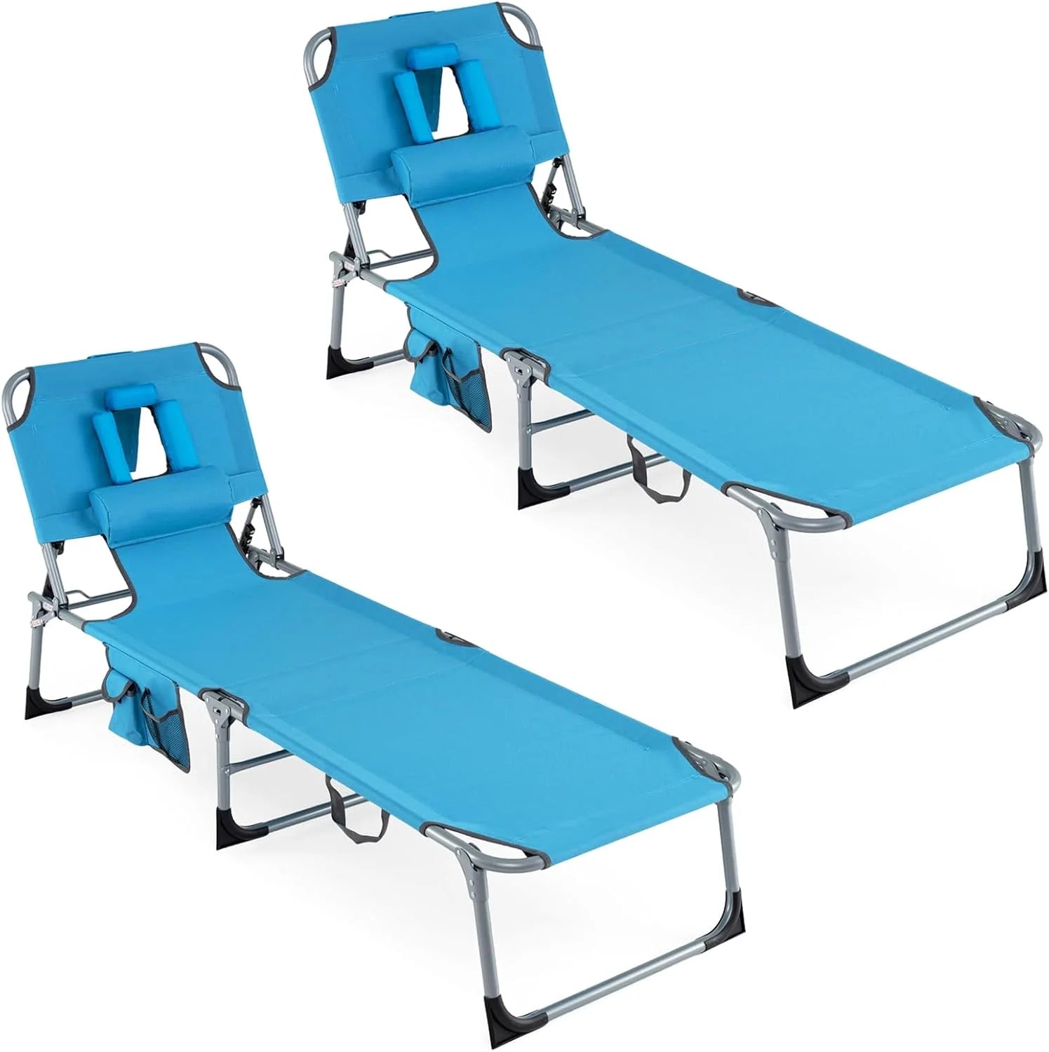 Lumi Discount Tanning Chair with Face Hole, Folding Beach Lounge Chair with 4-Position Adjustable Backrest, Camping (1 - Image 10