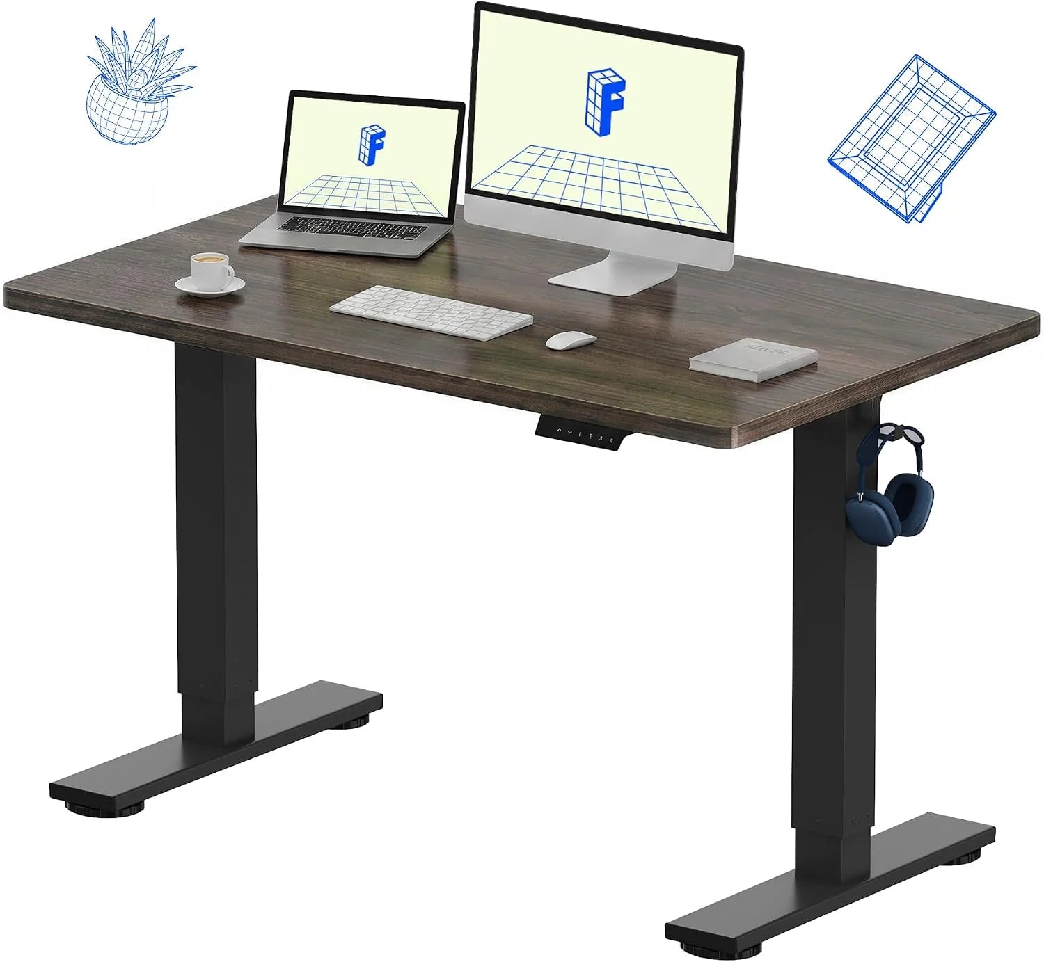 Lumi Discount FLEXISPOT EN1 One-Piece Standing Desk, Electric Adjustable with 4 Memory Presets, 176 LBS Capacity, 48x24 Black - Image 4