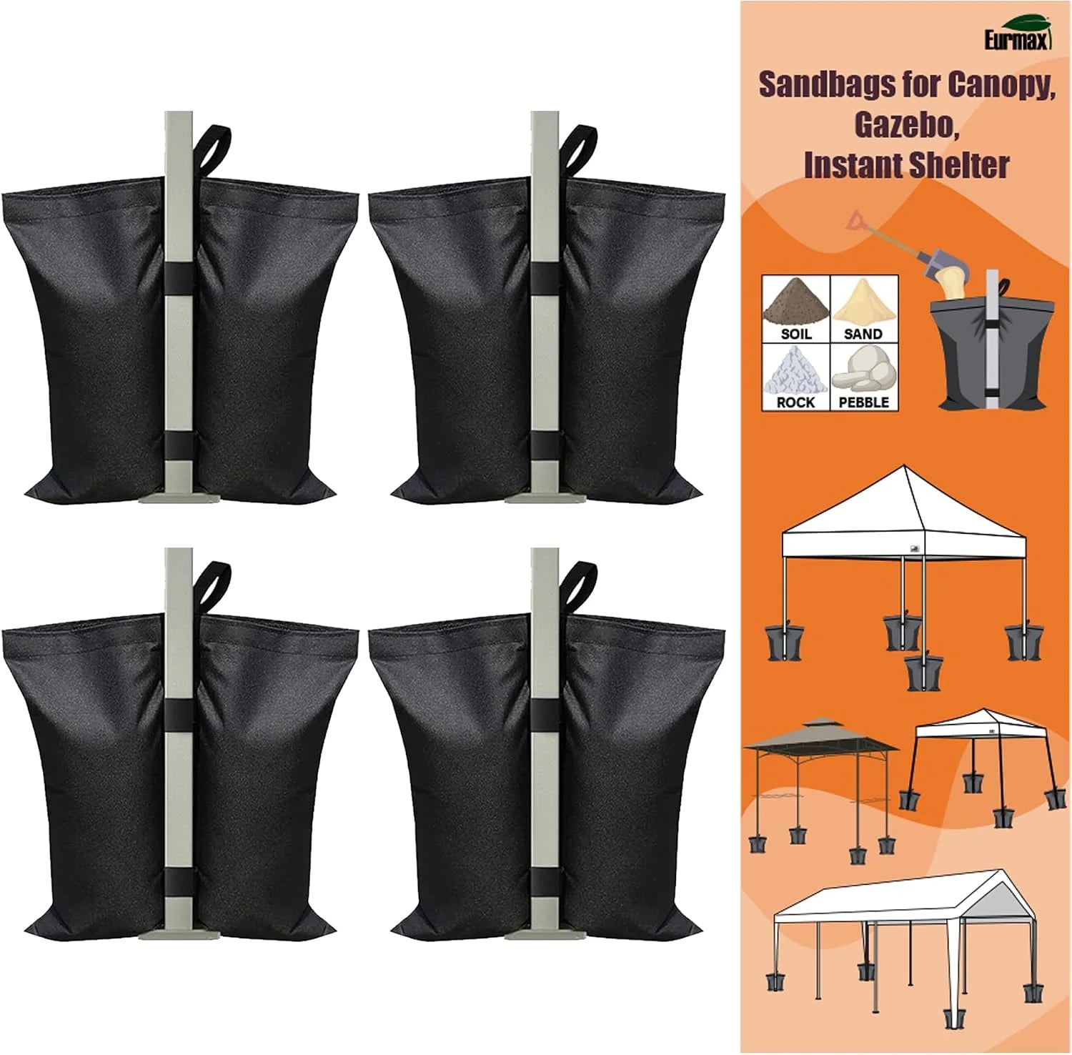 Discount USA 125LBS 4-Pack Universal Canopy Weights, Secure Wind Protection to Prevent Tipping - Image 7
