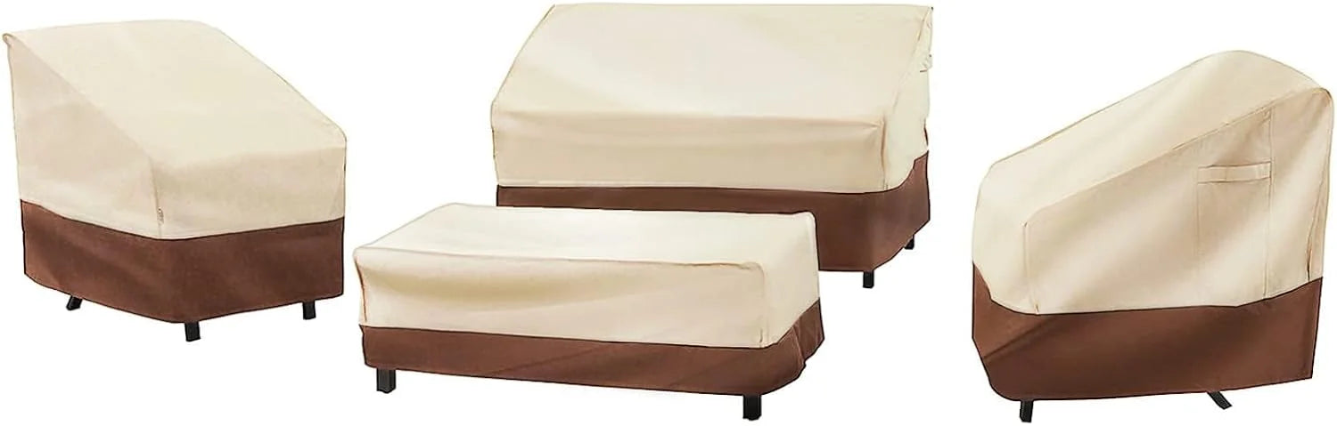Lumi Discount loriano Patio Furniture Cover Set, 4 Piece Outdoor Furniture Cover Waterproof, 600D Heavy Duty Lawn Patio Set Covers - Image 2