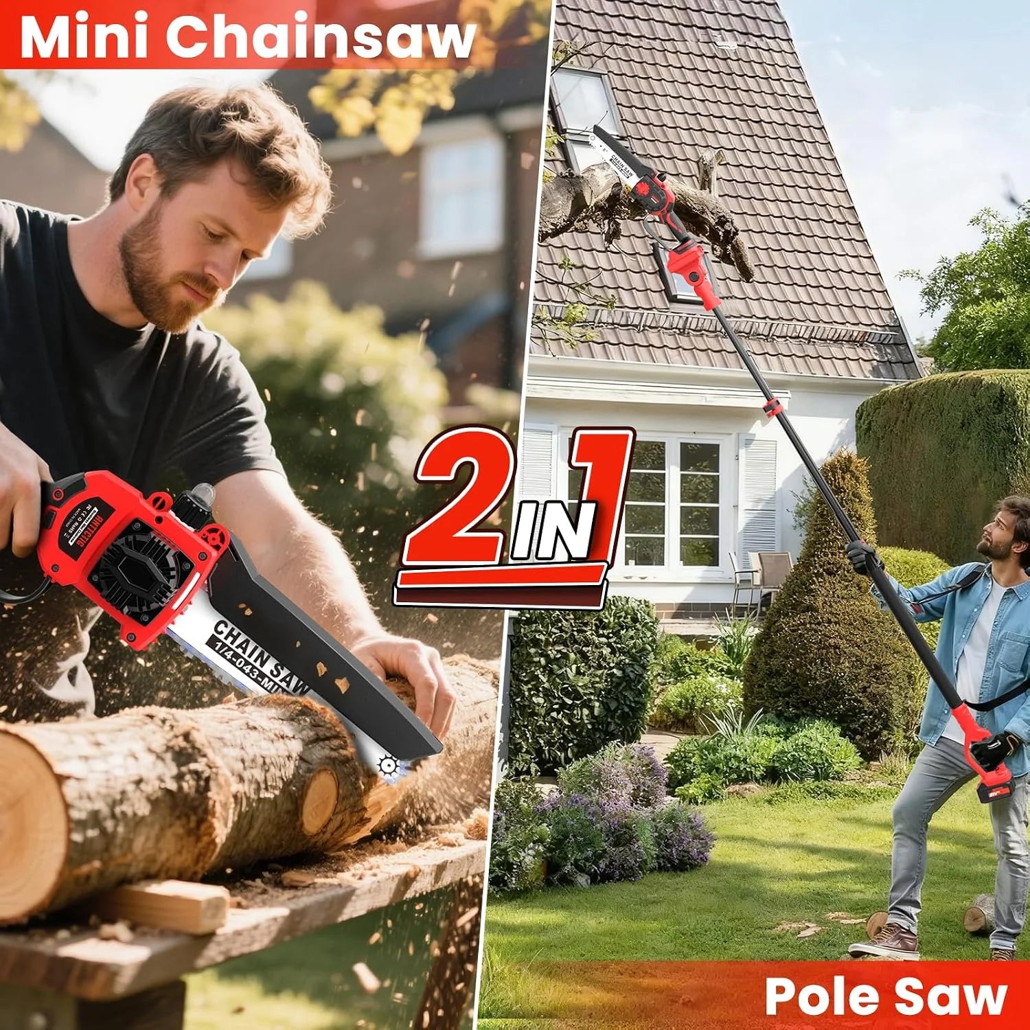 Lumi Discount Cordless Pole Saw, 8 Inch Mini Chainsaw, 6.6-Ft Electric Pole Saws - Image 2