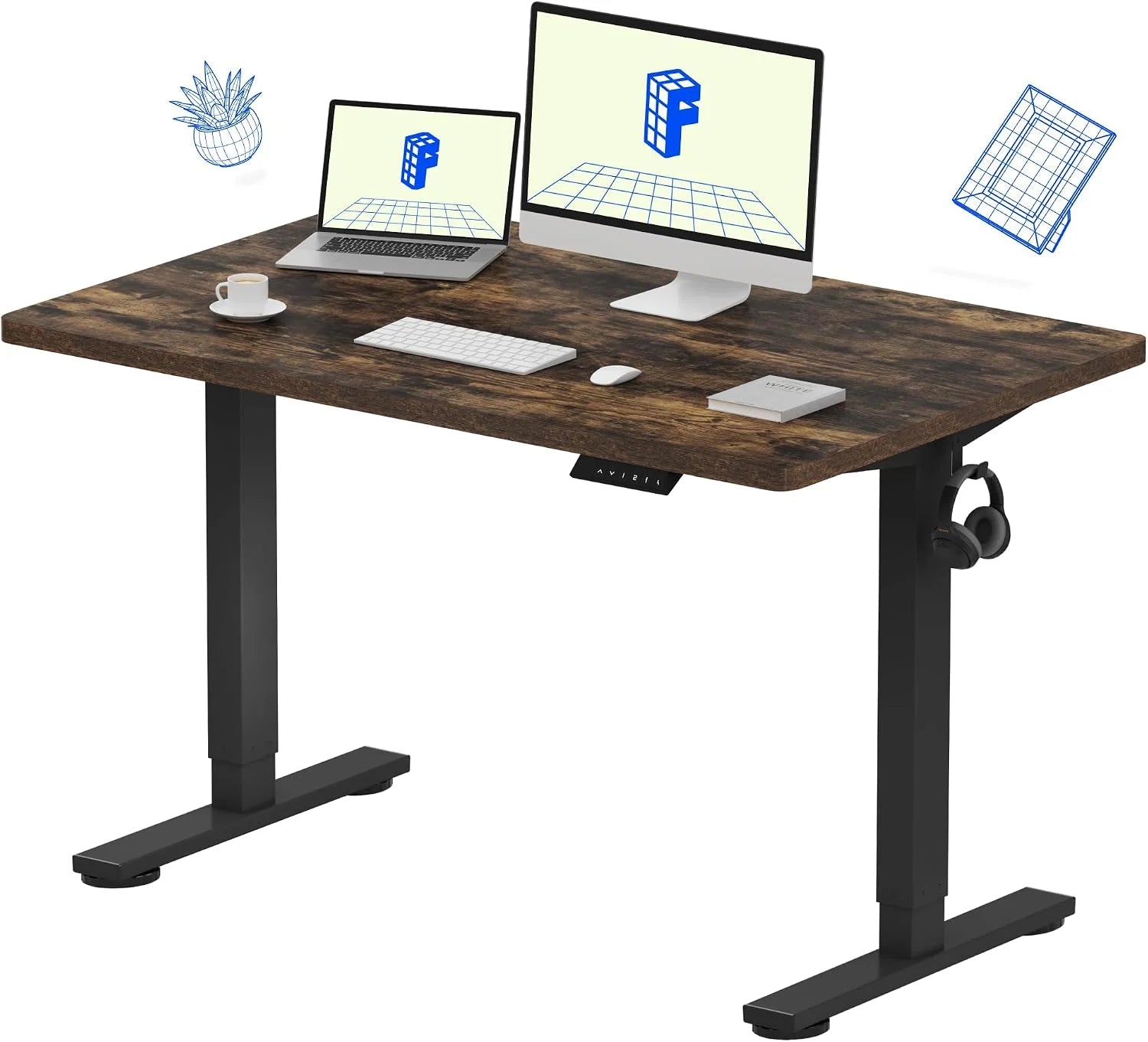 Lumi Discount FLEXISPOT EN1 One-Piece Standing Desk, Electric Adjustable with 4 Memory Presets, 176 LBS Capacity, 48x24 Black - Image 15