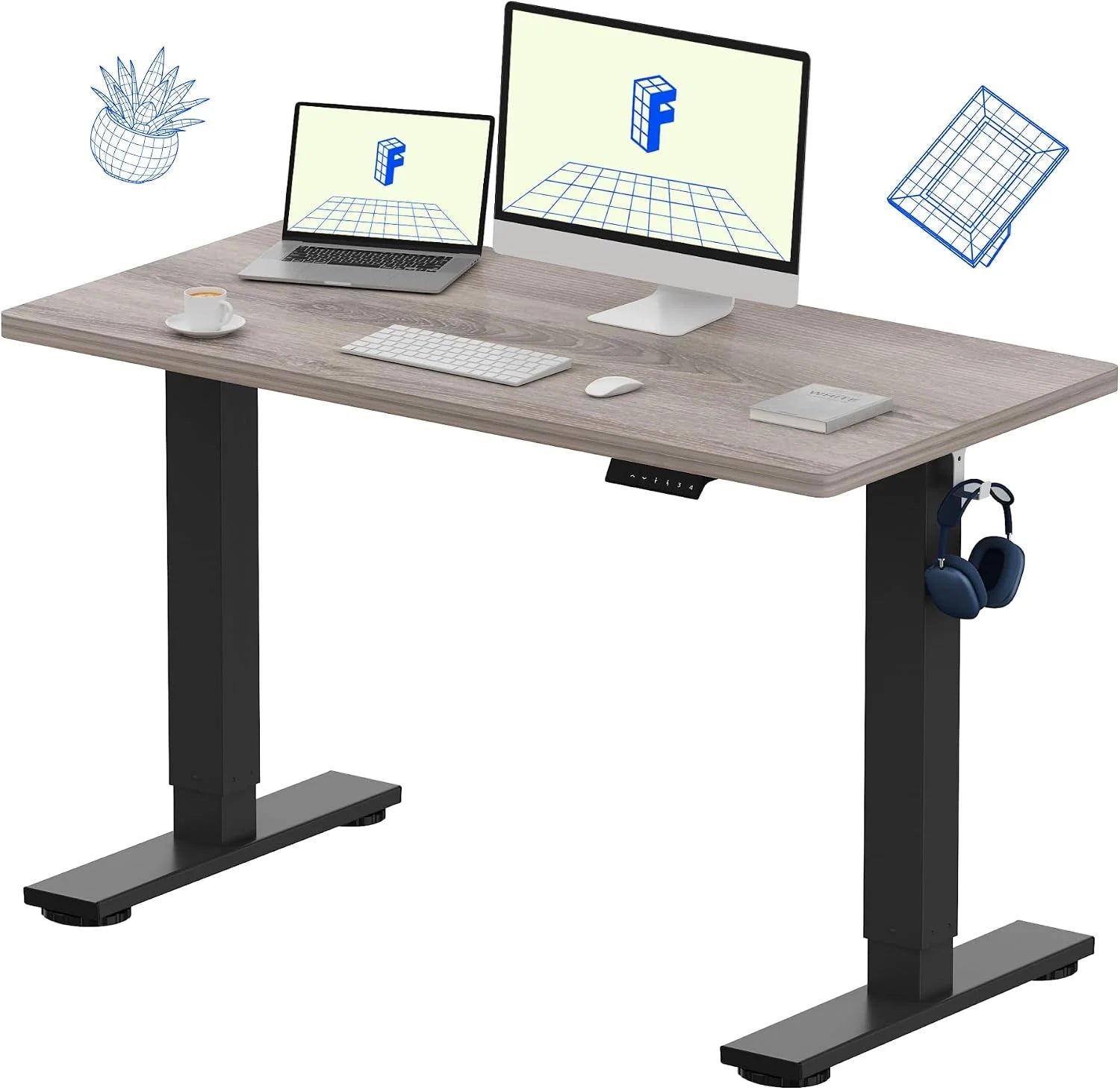 Lumi Discount FLEXISPOT EN1 One-Piece Standing Desk, Electric Adjustable with 4 Memory Presets, 176 LBS Capacity, 48x24 Black - Image 20
