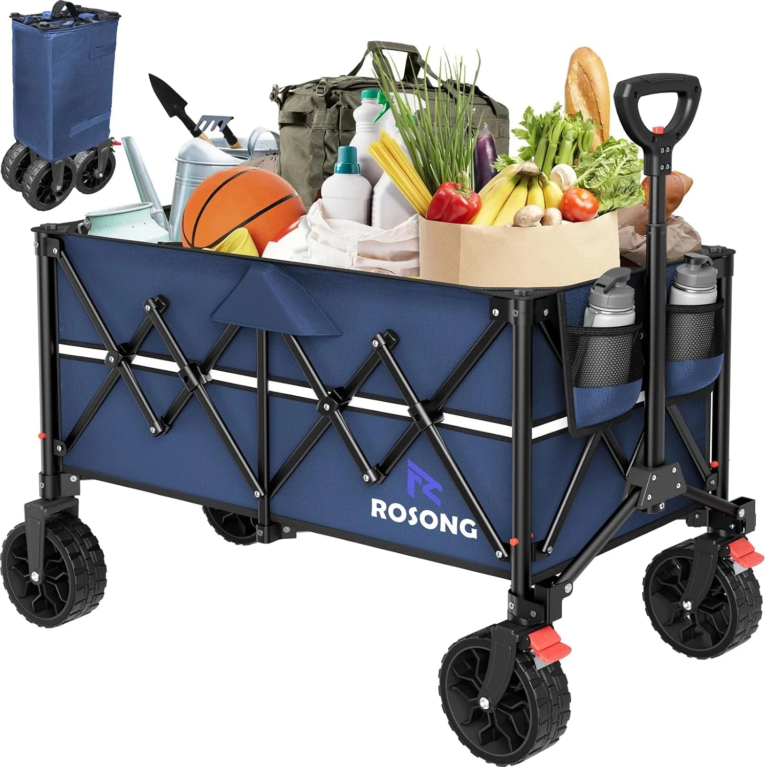 Lumi Discount Collapsible Wagon Cart with Wheels Foldable – Folding Utility Heavy Duty Wagons Carts for Grocery Sports Garden Shopping Camping - Image 9