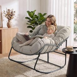 Discount Bifanuo Oversized Egg Rocking Chair for Indoor/Outdoor – All-Weather Wicker Rattan Lounge Chair with Cushion