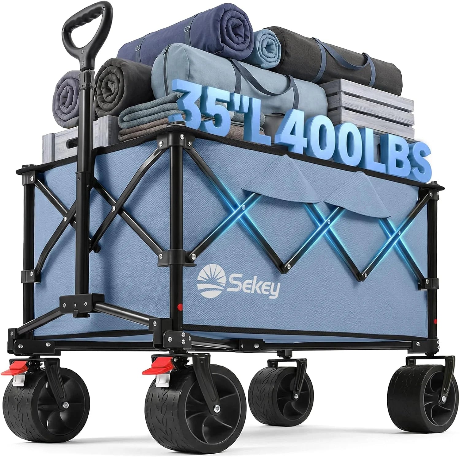 Lumi Discount 250L Wagons Carts Foldable with Big All-Terrian Beach Wheels, Collapsible Heavy Duty Wagon, Extra Large Folding Wagon - Image 4
