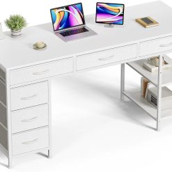 Alternative view of Lumi Discount Huuger Computer Desk with 6 Drawers, Office Desk with Shelves, 47inch