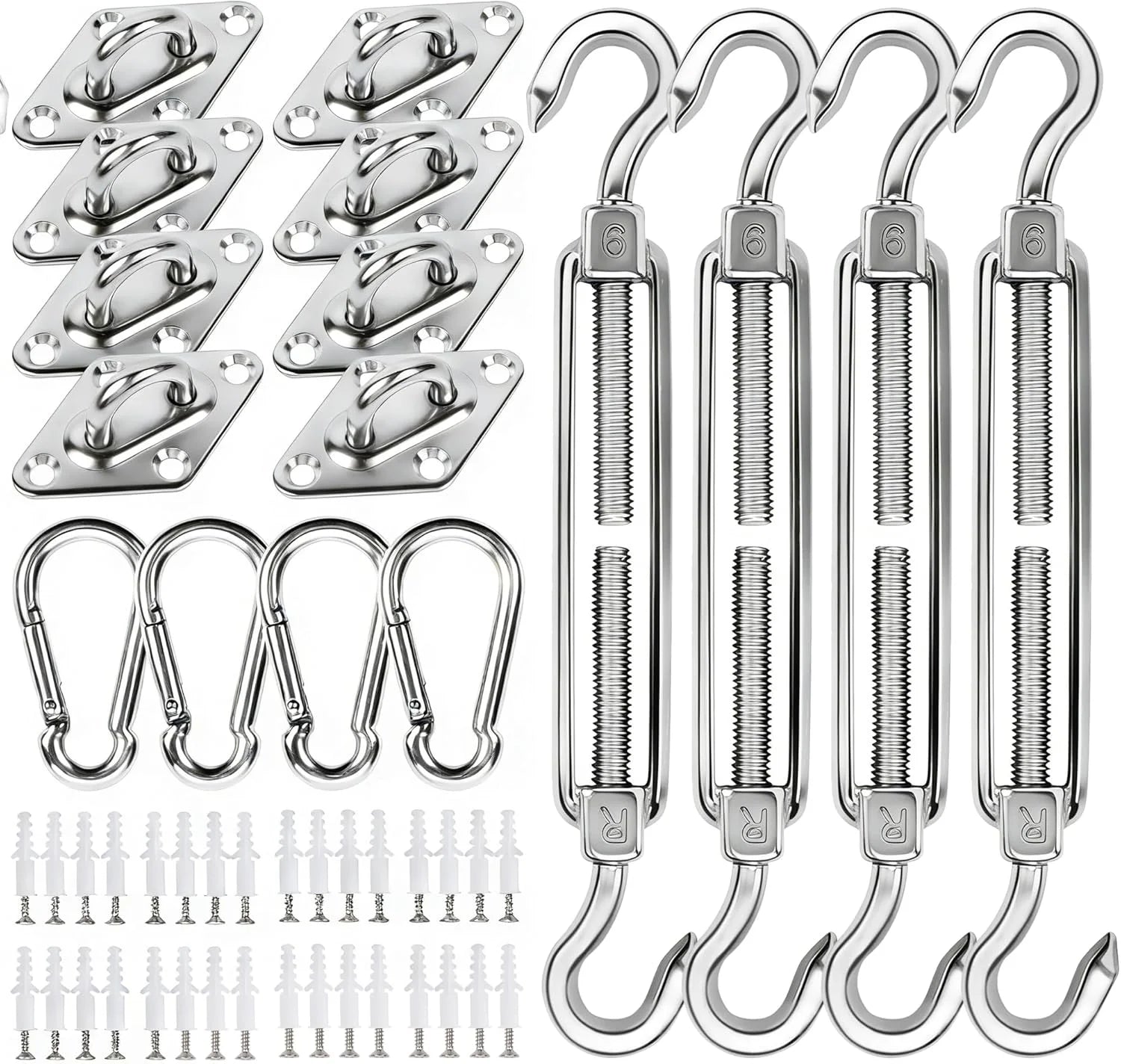 Discount yofit 80Pcs Shade Sail Hardware Kit 6 inch for Triangle Rectangle Sun Shade - Image 2