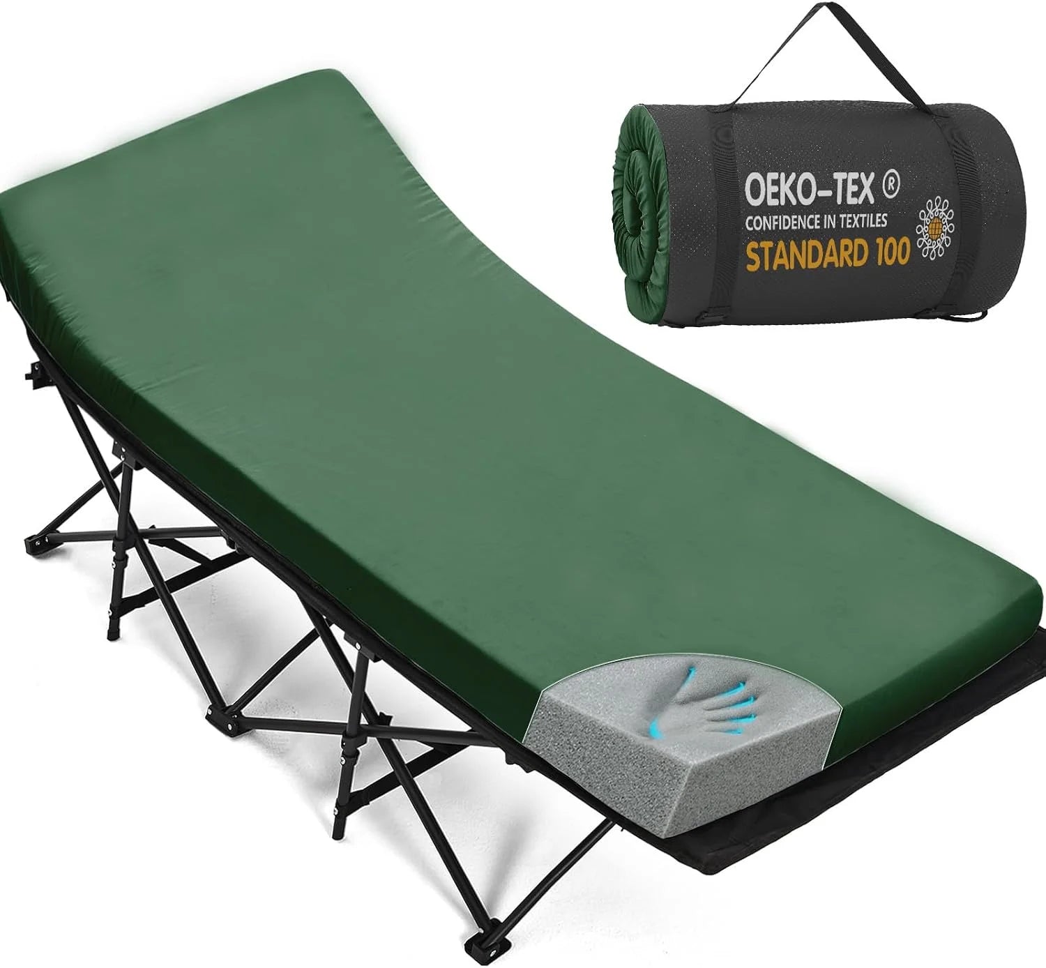 Discount CYMULA Camping Cot Pad 2 Inch Memory Foam, Camping Pad for Folding Cot and Foldable Cot, Portable Roll Up Camp Gear - Image 12