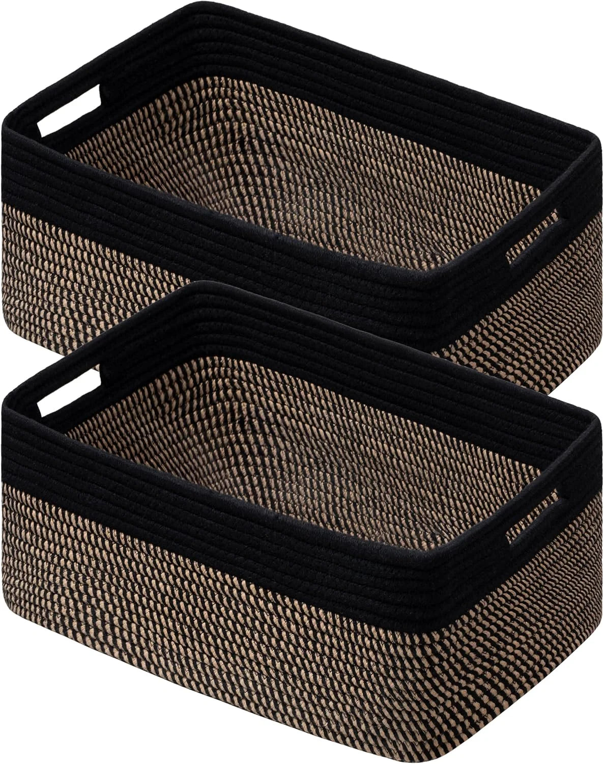 Discount 2 Pack Storage Baskets for Organizing, Large Woven Storage Basket, White&Brown - Image 3