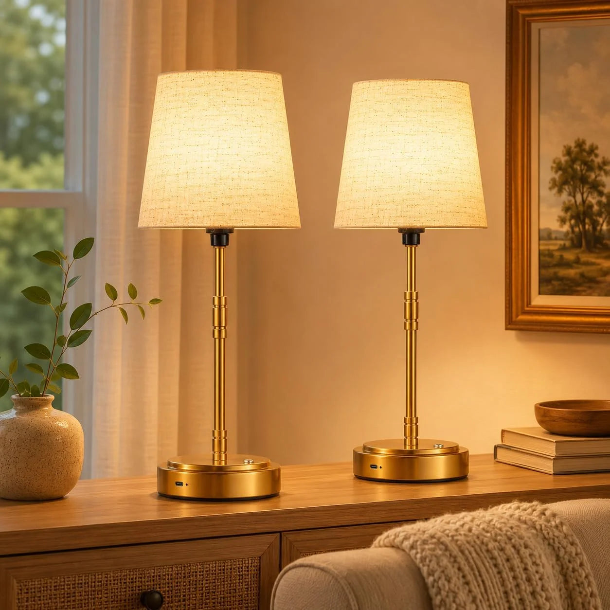 Discount Cordless Table Lamps Set of 2 ¨C Battery Operated Lamp with 7500mAh Rechargeable Battery, Dimmable, Bulb Included - Image 6