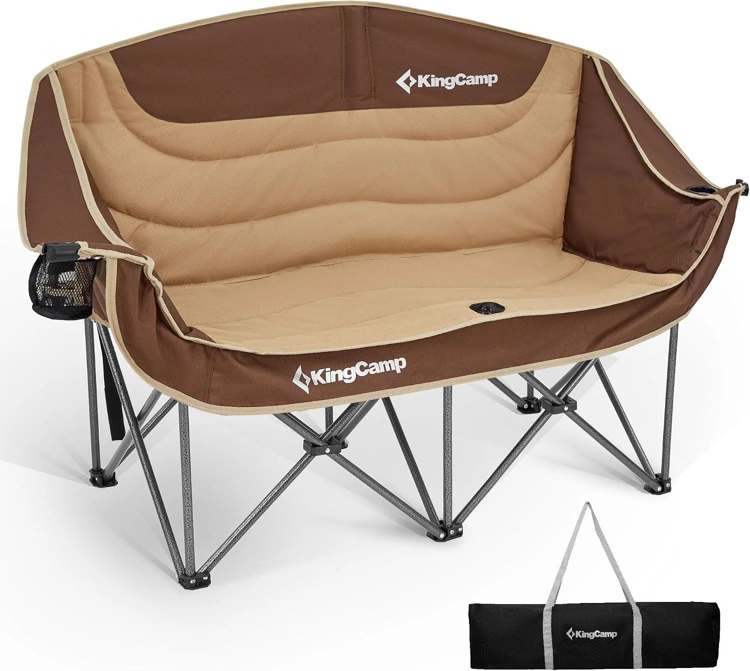 Discount Double Camping Chair, Oversized Heavy Duty 660lbs Loveseat for Adults Portable Folding XL 2 Person Couch Padded - Image 6