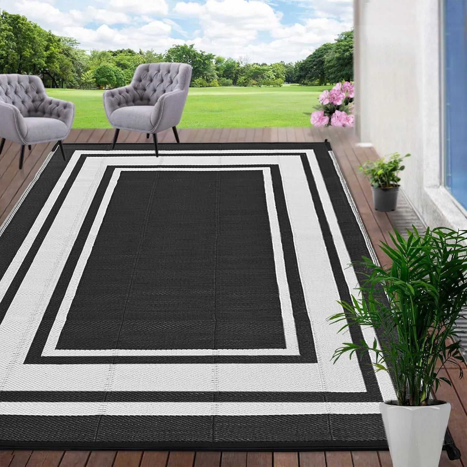 Discount RURALITY Outdoor Rugs 8"x10" Waterproof for Patios Clearance, Plastic Straw Mats for RV - Image 14