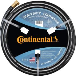 Lumi Discount Continental Premium Garden Black Heavy Duty Cold Water Garden Hose, 5/8in Inside Diameter x 100ft Length