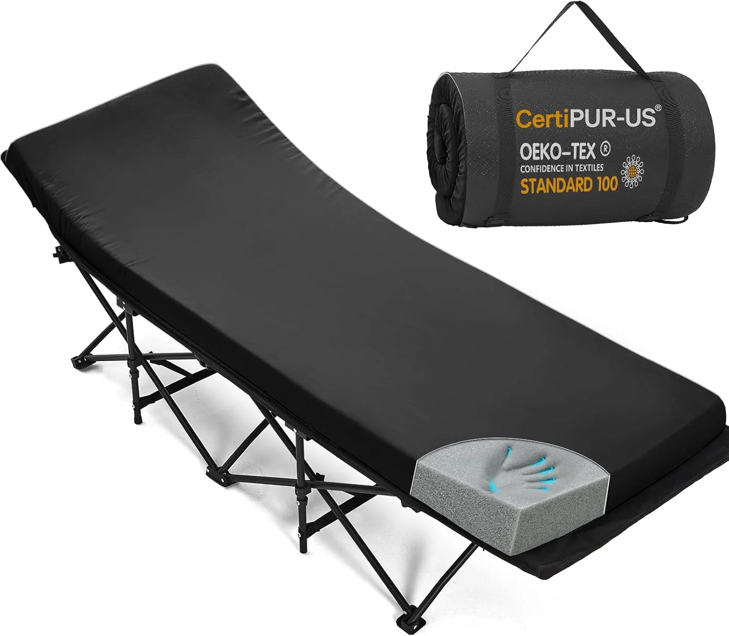 Discount CYMULA Camping Cot Pad 2 Inch Memory Foam, Camping Pad for Folding Cot and Foldable Cot, Portable Roll Up Camp Gear - Image 5