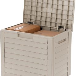 Alternative view of Discount USA 35 Gallon Outdoor Deck Box, Lockable, Weather-Resistant, Beige
