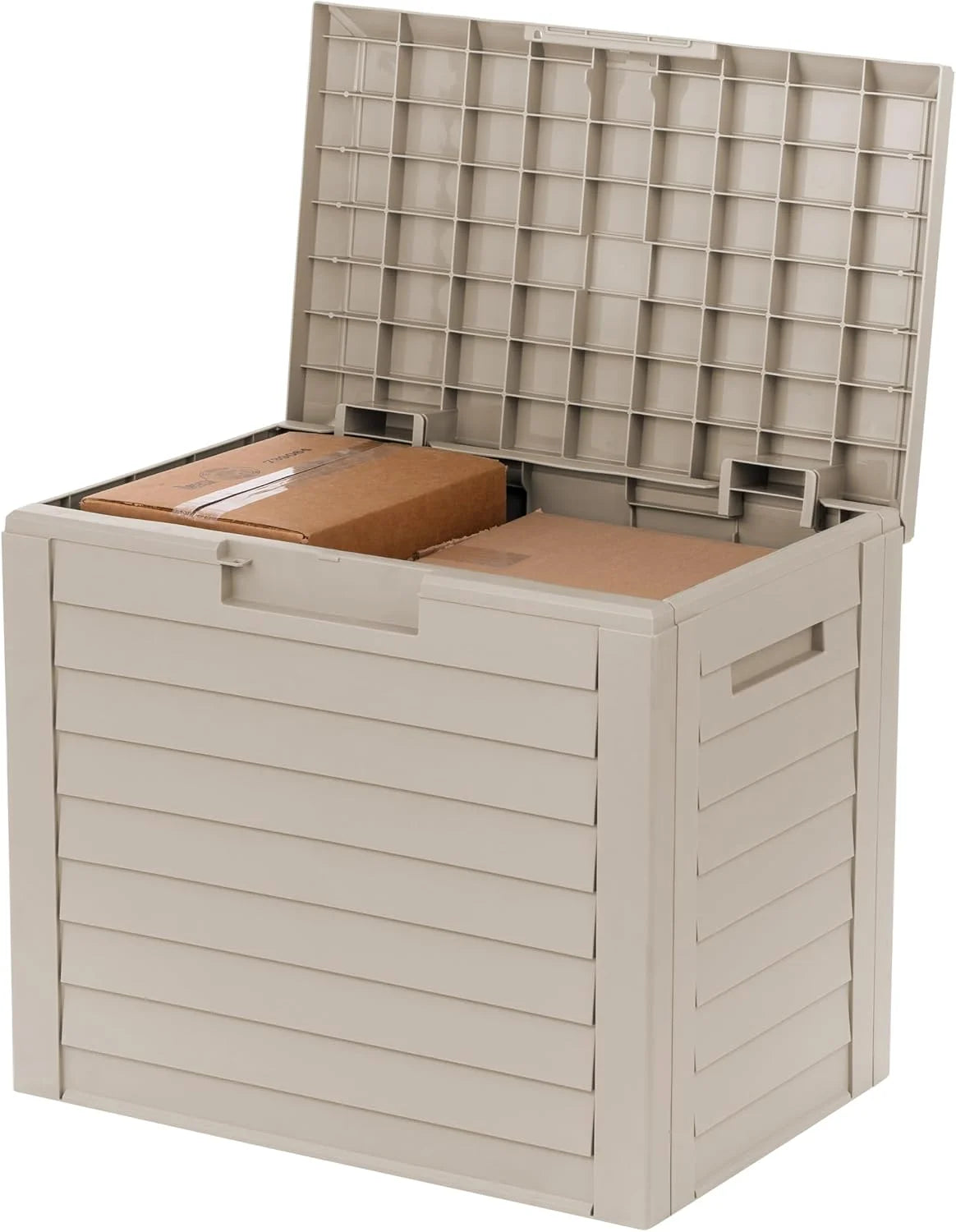 Lumi Discount USA 35 Gallon Outdoor Deck Box, Lockable, Weather-Resistant, Beige - Image 2