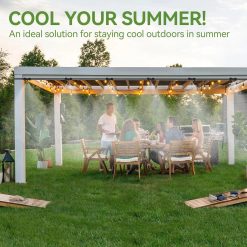 Lumi Discount Misters for Outside Patio, Outdoor Misting Cooling System with 28 Brass Nozzles & 2 Water Filters