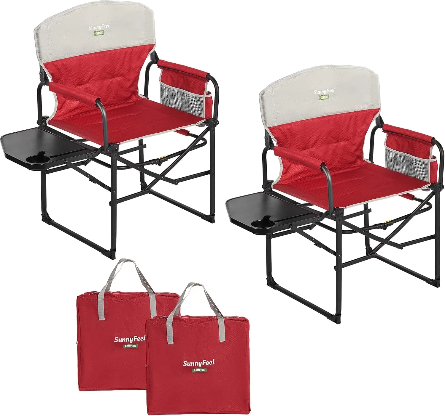 Lumi Discount SUNNYFEEL Camping Directors Chair, Heavy Duty, Oversized Portable Folding Chair with Side Table - Image 14