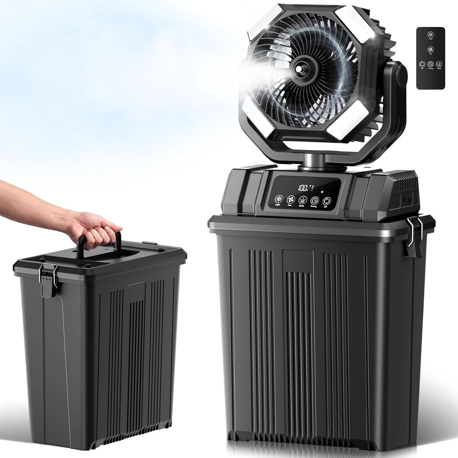 Lumi Discount Etholzon 40000mAh Misting Fans for Outside, 15L Large Tank Portable Misting Fan, Wide 270° Coverage for Camping Patio - Image 2