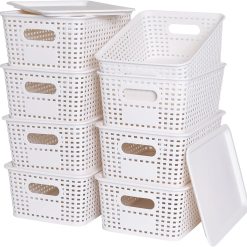 Alternative view of Discount Plastic Storage Baskets with Lids for Organization, Stackable Storage bins, Storage Organizing Baskets