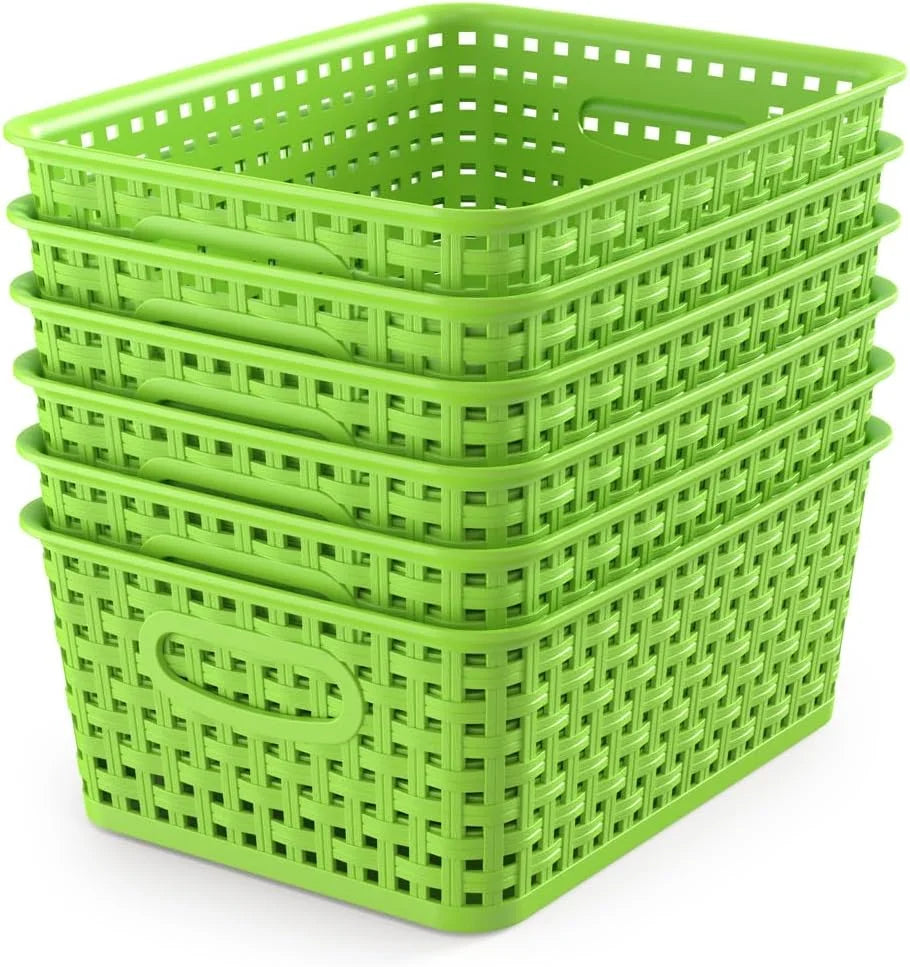 Discount Organizer Baskets, Grey 6-Pack Plastic Woven Baskets, 10.1 x 7.55 x 4.1 - Image 4