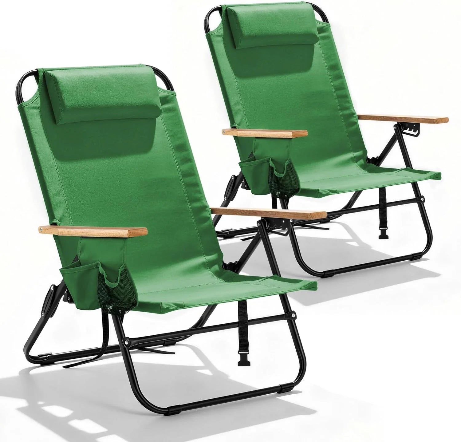 Lumi Discount Canpsky 2 Pack Premium 5-Position Reclining Camping Chair, Portable Folding Lightweight Outdoor Chair with Wooden - Image 10
