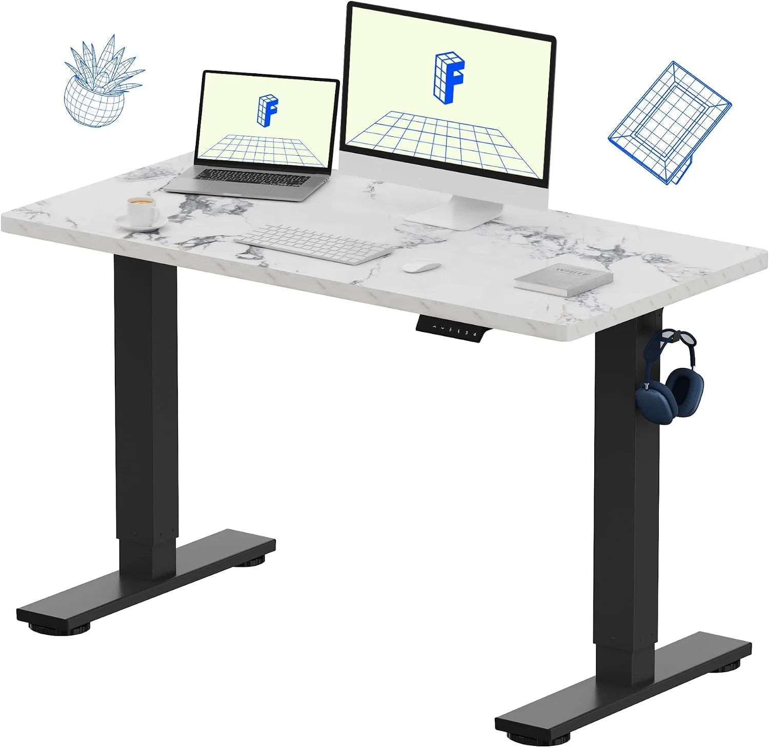 Lumi Discount FLEXISPOT EN1 One-Piece Standing Desk, Electric Adjustable with 4 Memory Presets, 176 LBS Capacity, 48x24 Black - Image 30