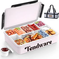 Lumi Discount Chilled Portable Snackle Box Container with Ice Pack, Divided Serving Tray with Insulated Bag, Beach Essentials for Summer