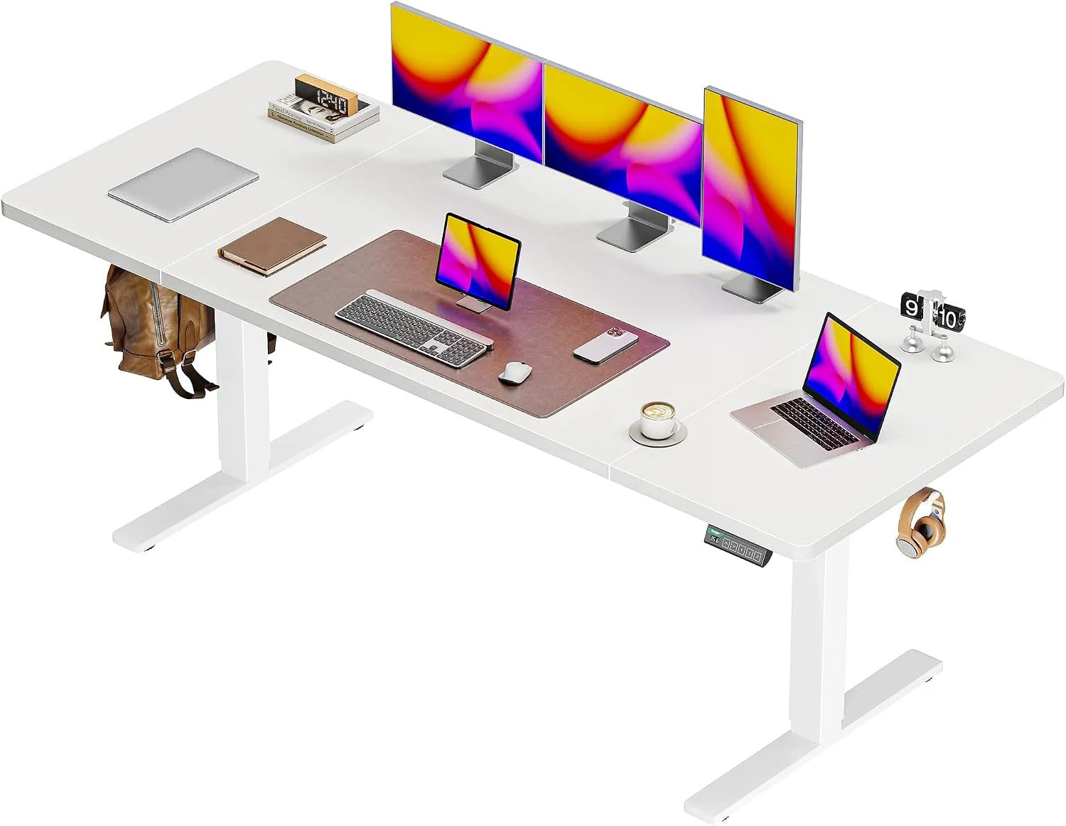 Discount 55 x 28 Large Electric Standing Desk, Height Adjustable Computer Desk, 27.6 Deep Desktop - Image 5