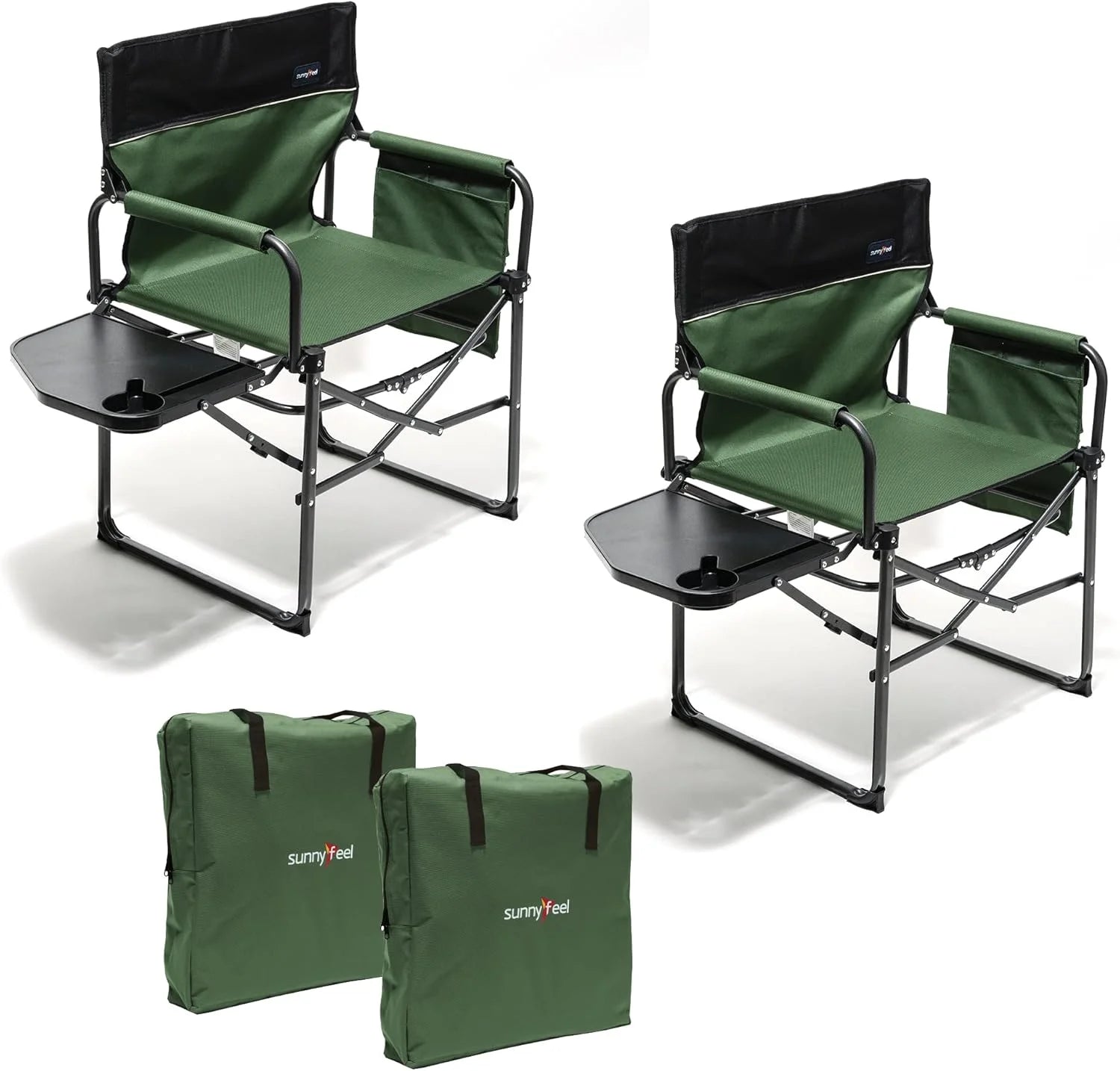 Lumi Discount SUNNYFEEL Camping Directors Chair, Heavy Duty, Oversized Portable Folding Chair with Side Table - Image 10