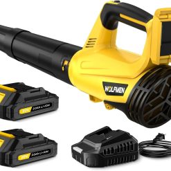 Discount Blower, Electric Cordless Leaf Blower with 2 Batteries and Charger, 2 Speed Mode