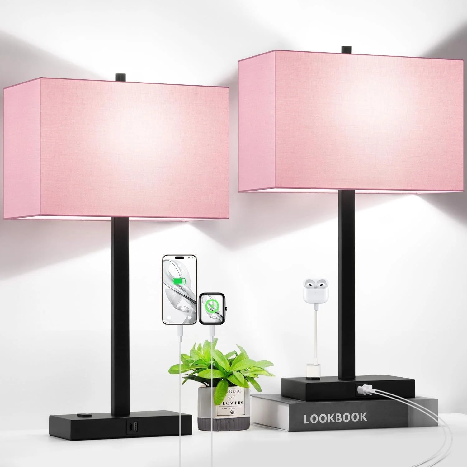Discount Touch Bedside lamps with 2 USB & AC Outlets, Dimmable, Bulb Included - Image 12