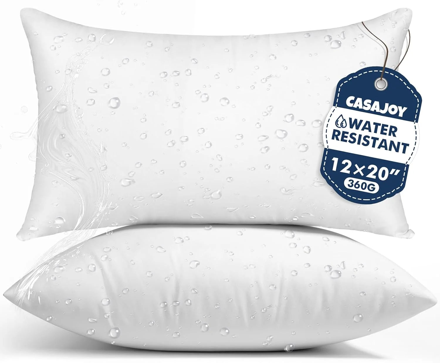 Lumi Discount CASAJOY Set of 2 12×20 Outdoor Pillows,Water Resistant Lumbar Pillow Insert - Image 4