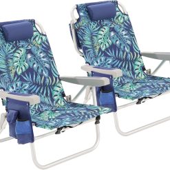 Alternative view of Lumi Discount Low Beach Chair 2 Pack, 5-Position Lay Flat Reclining, Backpack Portable Folding Chairs with Cooler Bag & Cup