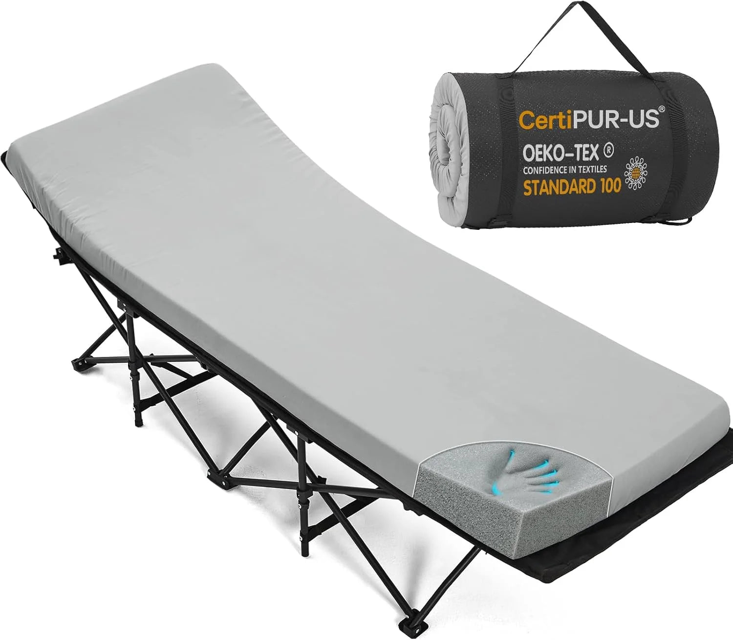 Discount CYMULA Camping Cot Pad 2 Inch Memory Foam, Camping Pad for Folding Cot and Foldable Cot, Portable Roll Up Camp Gear