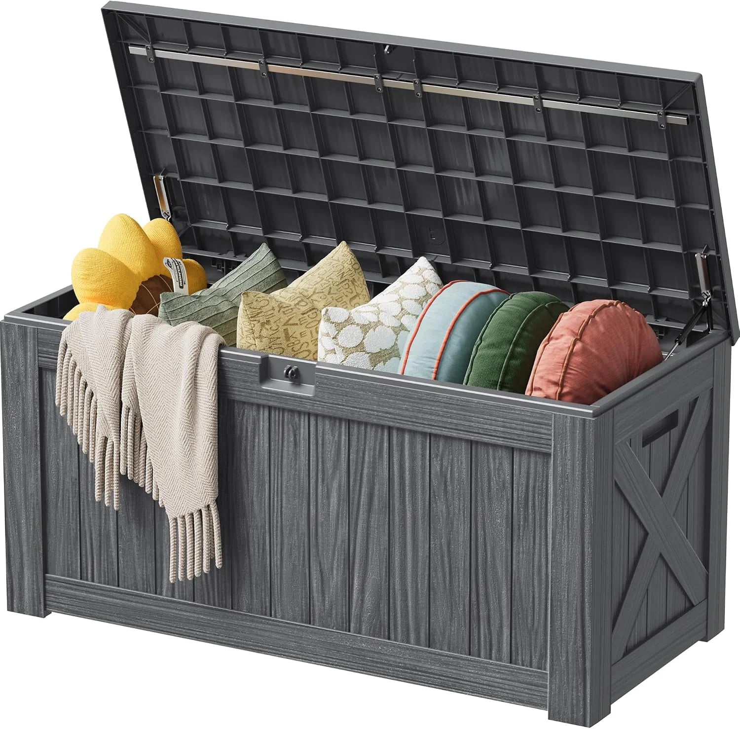 Discount Devoko 100 Gallon Waterproof Resin Deck Box, Large Outdoor Storage Box - Image 19