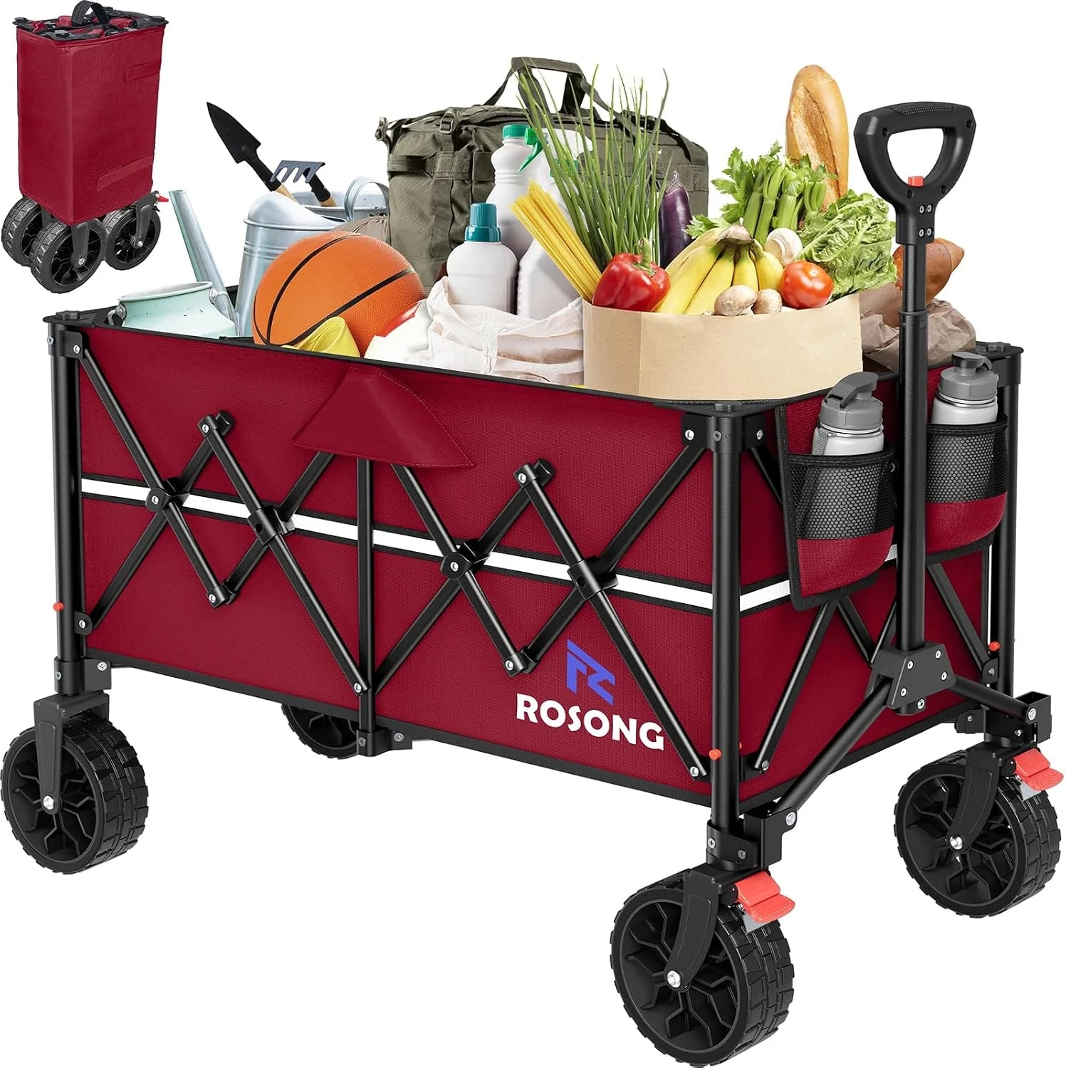 Lumi Discount Collapsible Wagon Cart with Wheels Foldable – Folding Utility Heavy Duty Wagons Carts for Grocery Sports Garden Shopping Camping - Image 7
