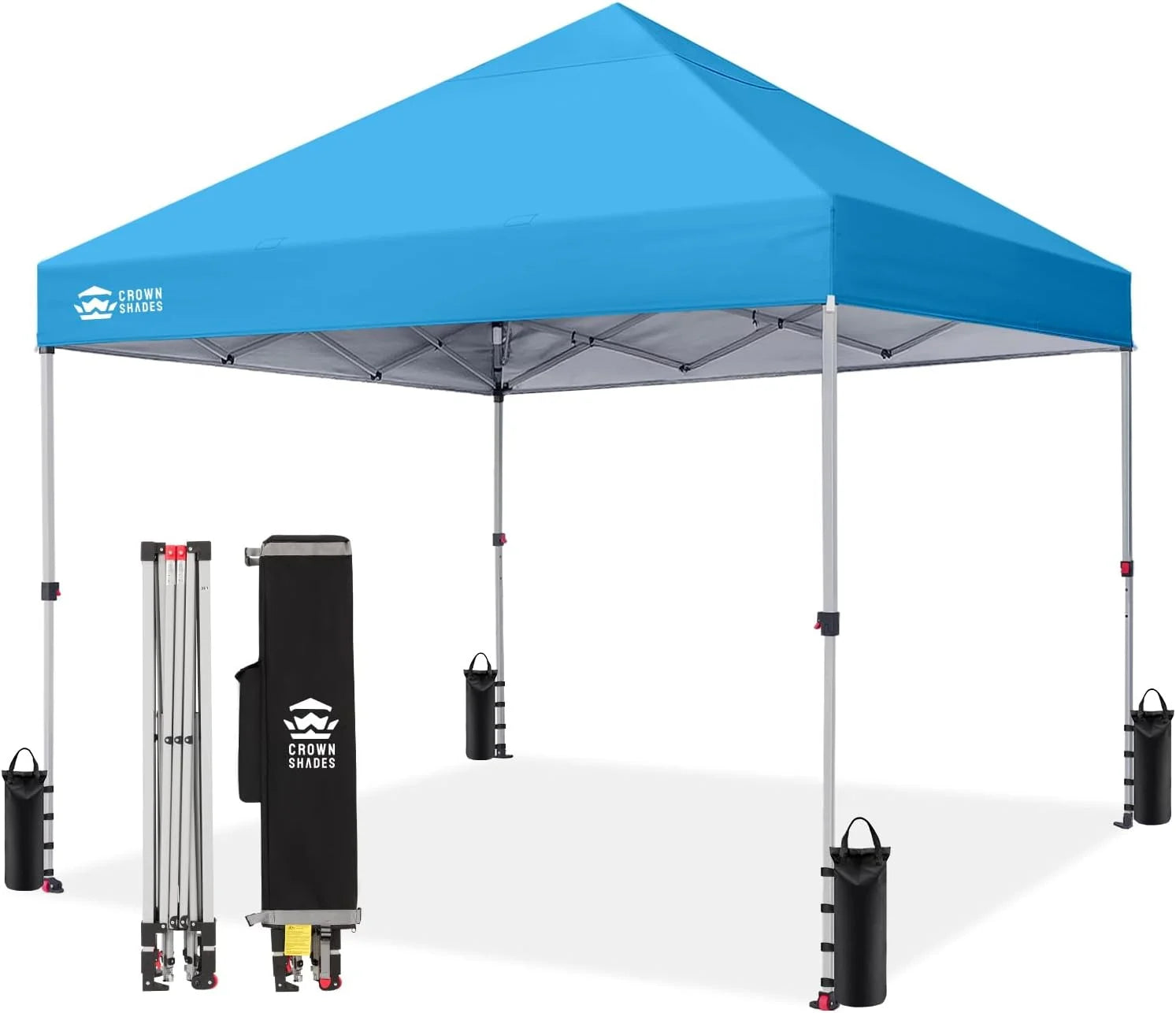 Discount CROWN SHADES 10×10 Pop Up Canopy, Patented CenterLok One Push Tent Canopy, 8 Stakes, 4 Ropes (10×10 - Image 30