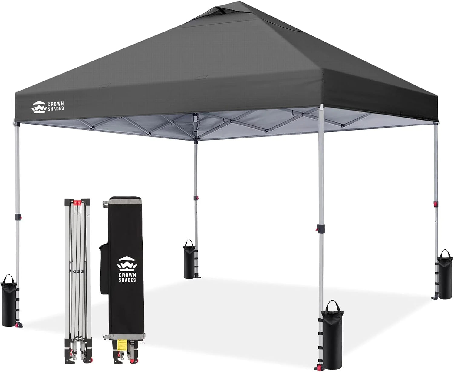 Discount CROWN SHADES 10×10 Pop Up Canopy, Patented CenterLok One Push Tent Canopy, 8 Stakes, 4 Ropes (10×10 - Image 4