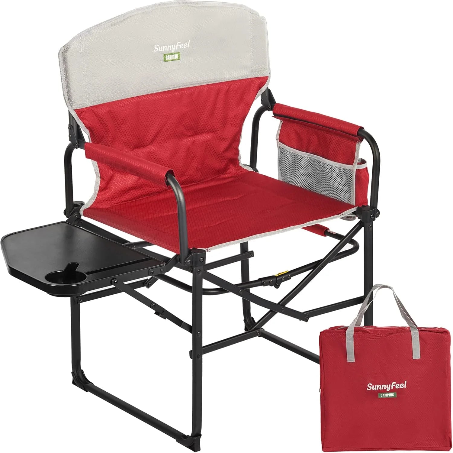 Lumi Discount SUNNYFEEL Camping Directors Chair, Heavy Duty, Oversized Portable Folding Chair with Side Table - Image 8