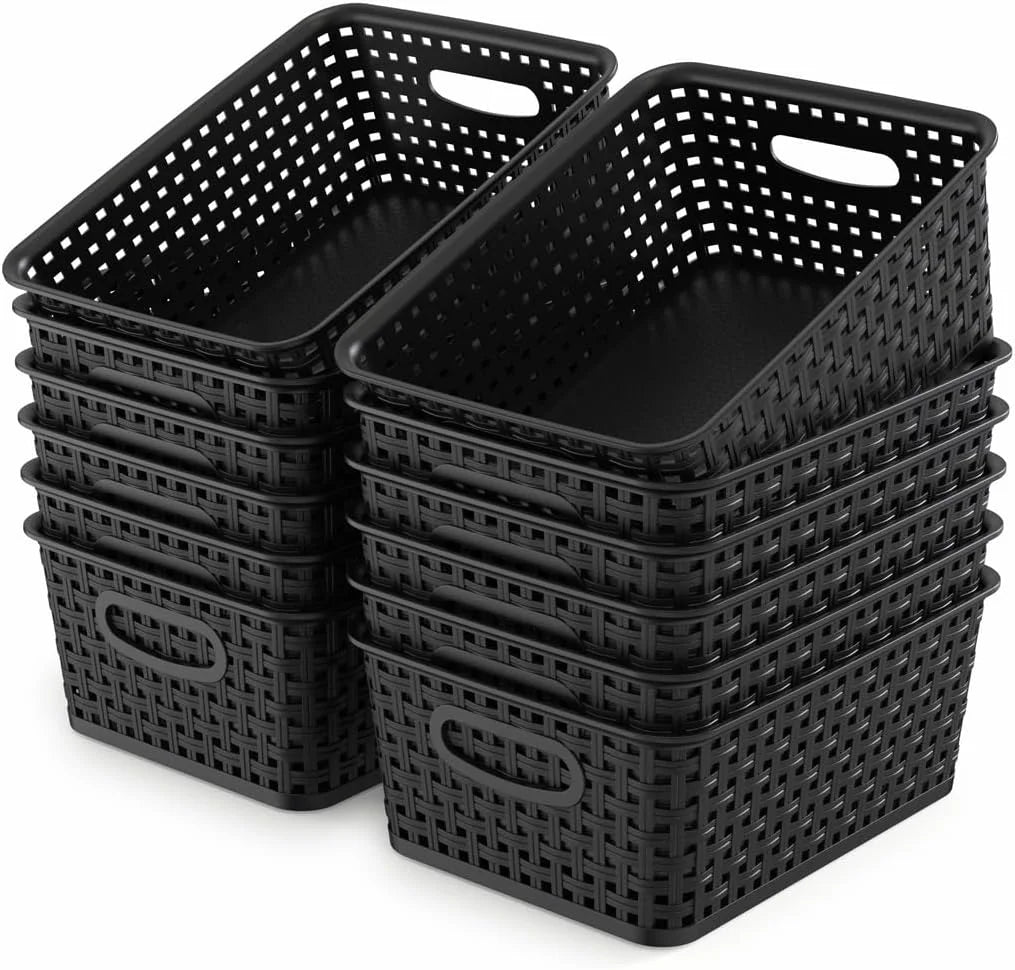 Discount Organizer Baskets, Grey 6-Pack Plastic Woven Baskets, 10.1 x 7.55 x 4.1 - Image 14