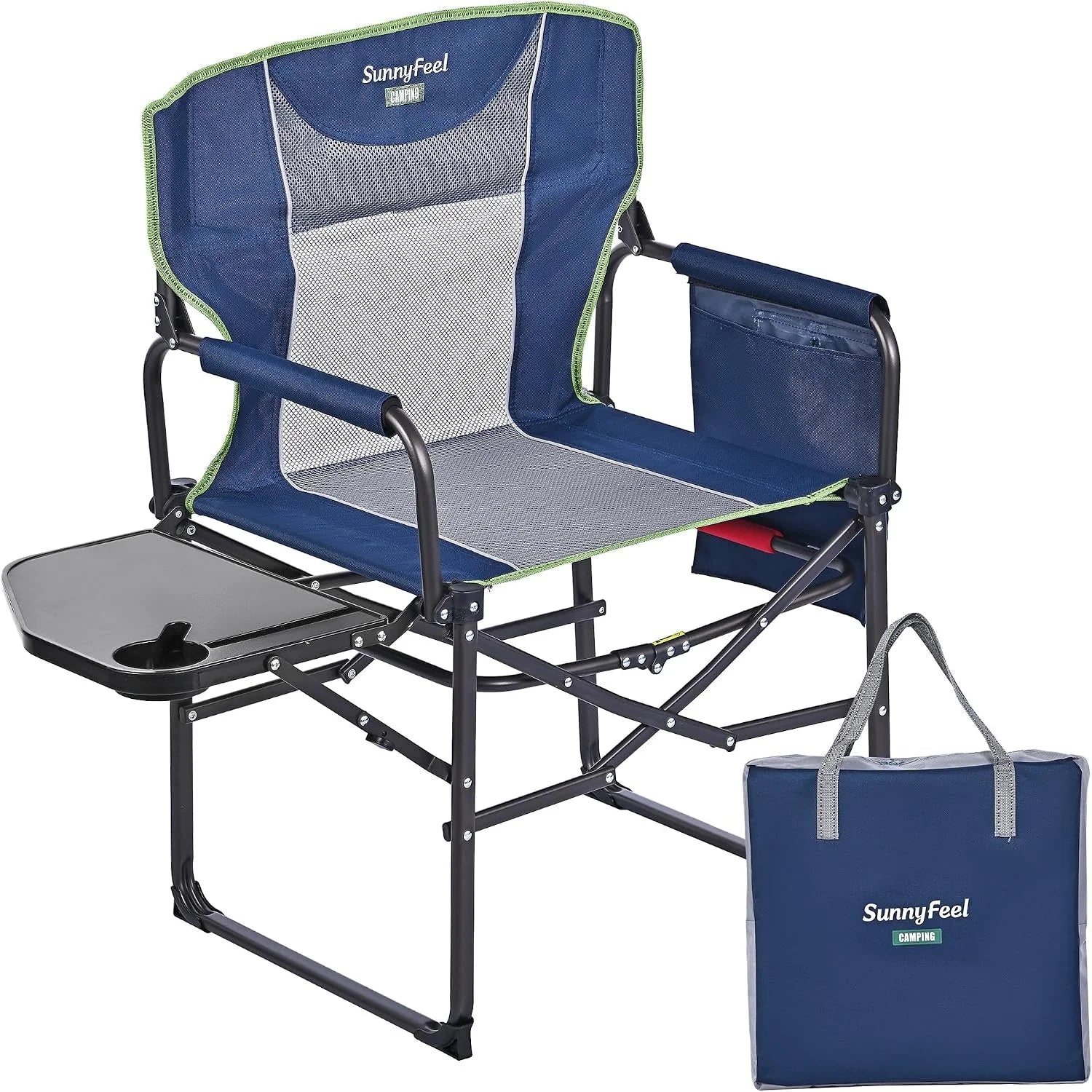 Lumi Discount SUNNYFEEL Camping Directors Chair, Heavy Duty, Oversized Portable Folding Chair with Side Table - Image 12