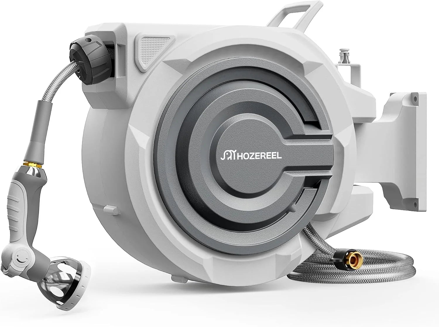 Lumi Discount HOZEREEL Retractable Garden Hose Reel 1/2x 110ft, UV Resistant Hose Reels, Any Length Lock 180° Swivel - Image 2