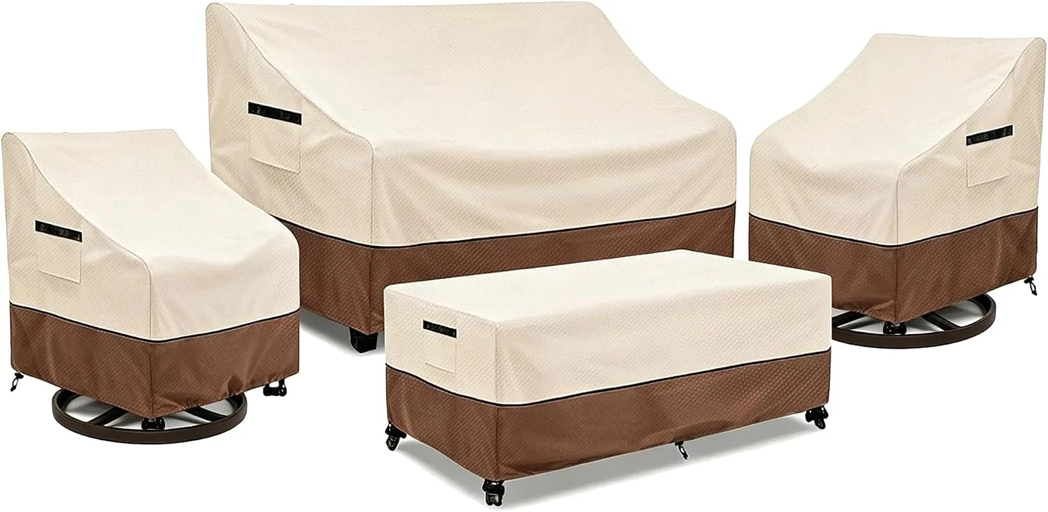 Discount Wavecover 4-Piece Patio Furniture Cover Set, 600D Heavy Duty Outdoor Furniture Covers Waterproof " Fits 3-Seater Sofa - Image 5