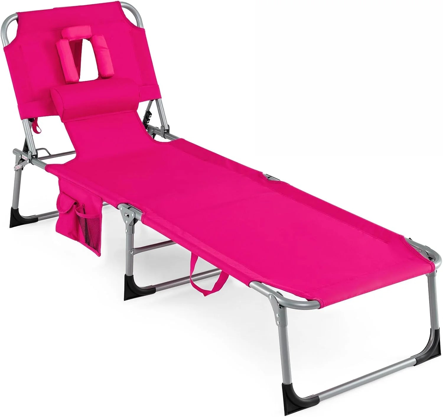 Lumi Discount Tanning Chair with Face Hole, Folding Beach Lounge Chair with 4-Position Adjustable Backrest, Camping (1 - Image 5